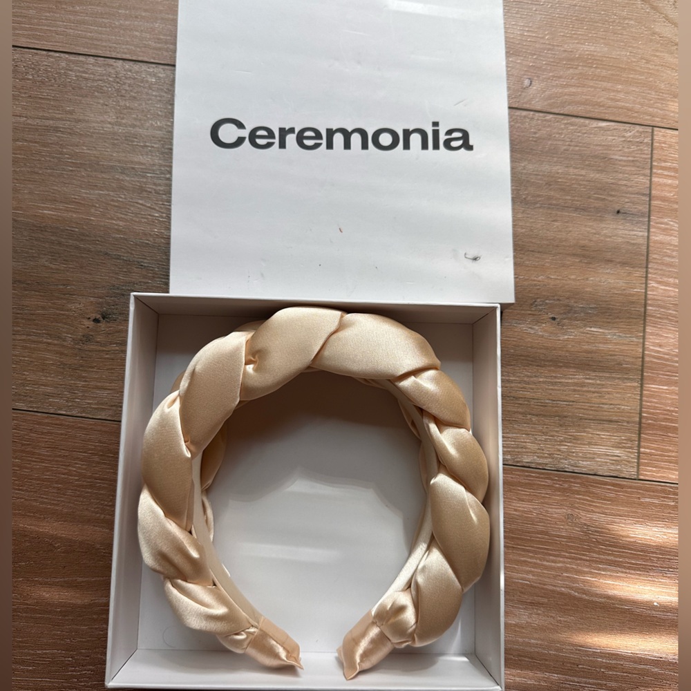 Ceremonia Cream Frida Satin Braided Headband